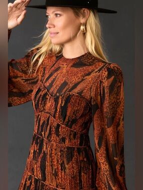 FARM Rio Dress Giraffes Puff Sleeve Maxi Dress small